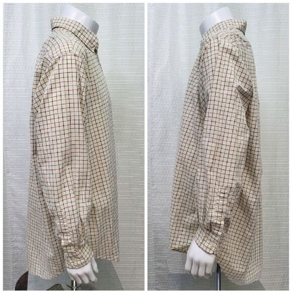 RALPH LAUREN Long Sleeve Button Down Shirt Cream / Ivory Plaid Men's Size XL - Picture 6 of 10